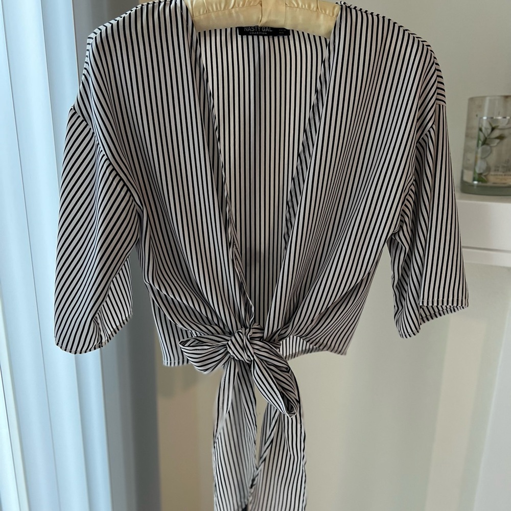 Nasty Gal • Sailor Striped Tie Blouse
